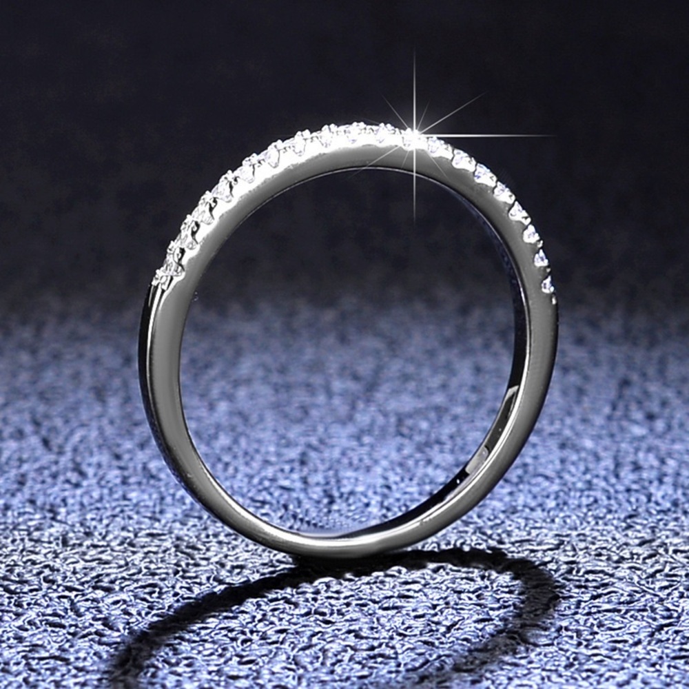 Brand New Moissanite Wedding Band 18K White Gold Plated Sterling Silver Rings - Picture 4 of 16